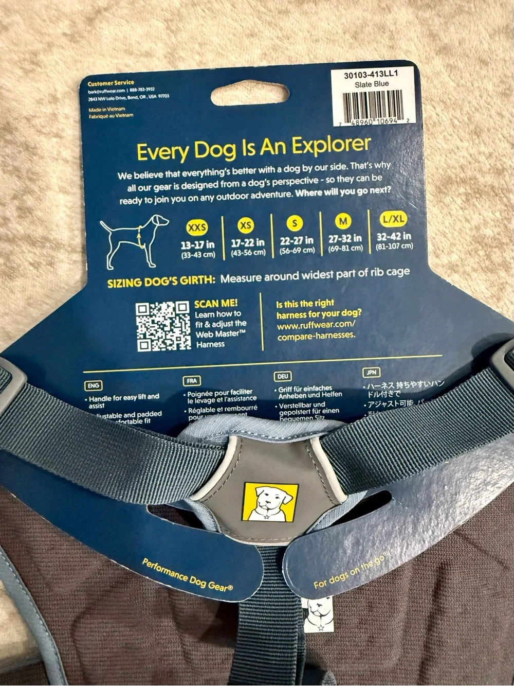 RuffWear Webmaster Harness Slate Blue